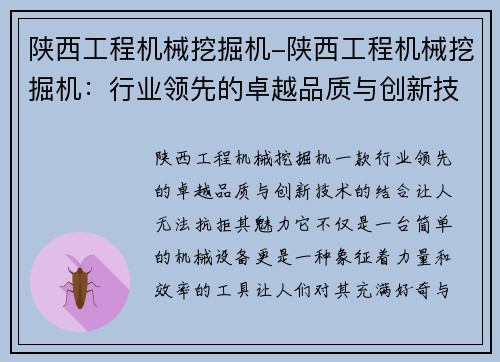 陕西工程机械挖掘机-陕西工程机械挖掘机：行业领先的卓越品质与创新技术
